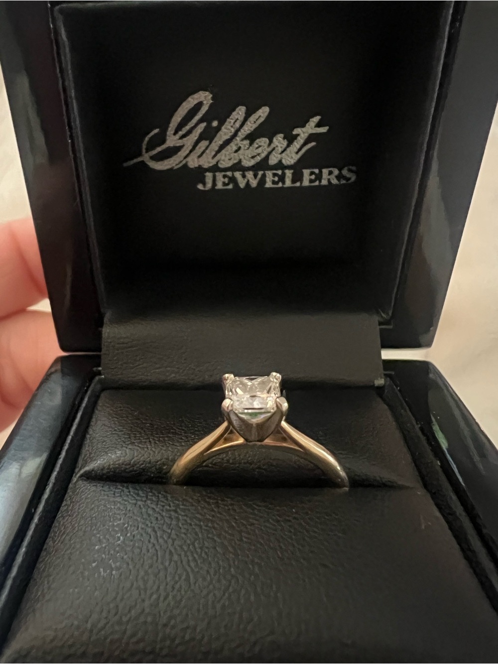 Gilbert Jewelers Solitaire Engagement Ring - Two-Tone Gold with Clear Stone